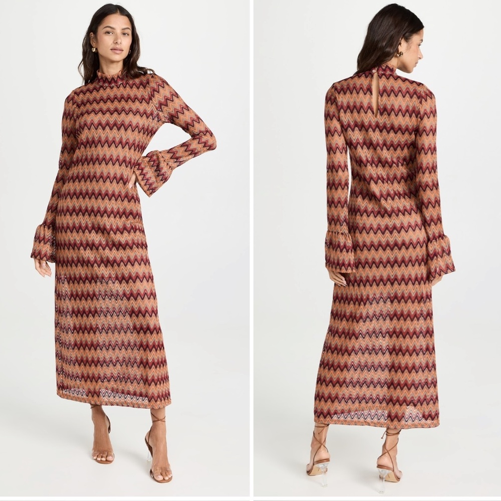 En Saison Zigzag Maxi Dress - Brown and Purple